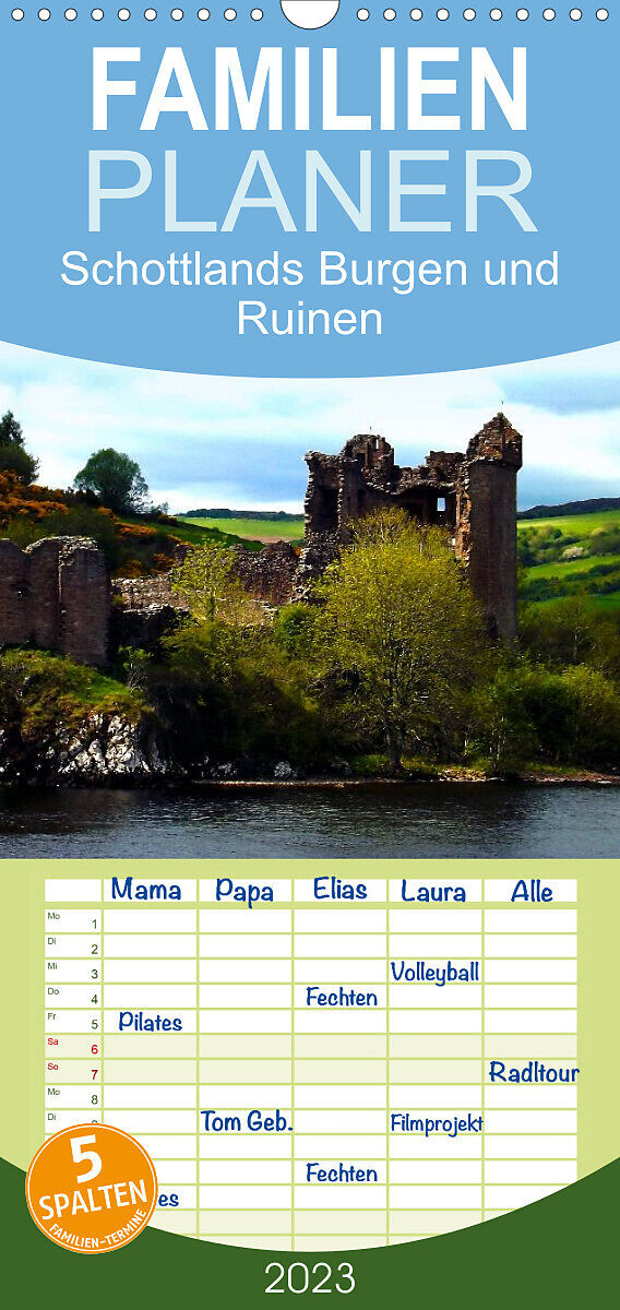 Familienplaner Schottlands Burgen und Ruinen (Wandkalender 2023 , 21 cm x 45 cm, hoch)