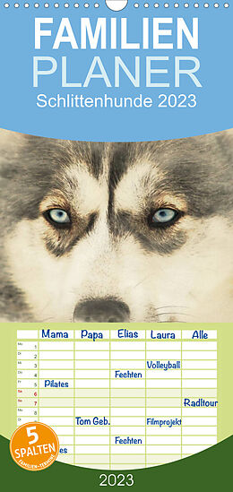 Kalender Familienplaner Schlittenhunde 2023 (Wandkalender 2023 , 21 cm x 45 cm, hoch) von Andrea Redecker