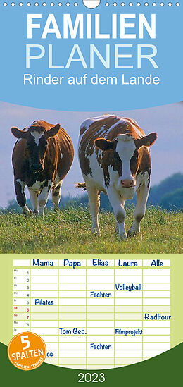 Kalender Familienplaner Rinder auf dem Lande (Wandkalender 2023 , 21 cm x 45 cm, hoch) von Bildagentur Geduldig