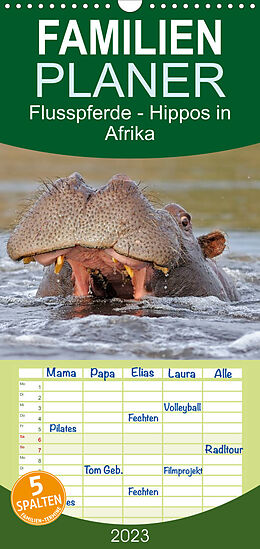 Kalender Familienplaner Flusspferde Magie des Augenblicks - Hippos in Afrika (Wandkalender 2023 , 21 cm x 45 cm, hoch) von Winfried Wisniewski