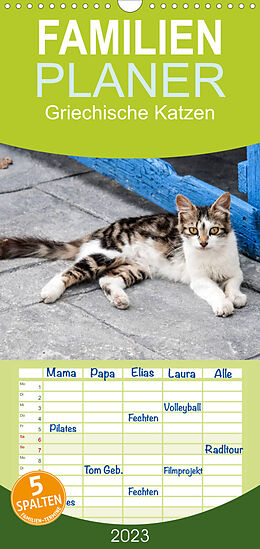 Kalender Familienplaner Griechische Katzen (Wandkalender 2023 , 21 cm x 45 cm, hoch) von Christine Lumplecker