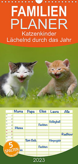 Kalender Lächelnd durchs Jahr - Katzenkinder -Familienplaner hoch (Wandkalender 2023 , 21 cm x 45 cm, hoch) von Susanne Danegger