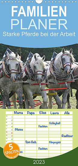 Kalender Familienplaner Starke Pferde bei der Arbeit (Wandkalender 2023 , 21 cm x 45 cm, hoch) von Antje Lindert-Rottke