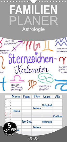 Kalender Familienplaner Sternzeichen-Kalender (Wandkalender 2023 , 21 cm x 45 cm, hoch) von Martje Kleinhans - Kritzelfee