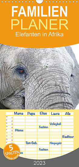 Kalender Familienplaner Elefanten in Afrika (Wandkalender 2023 , 21 cm x 45 cm, hoch) von Michael Herzog