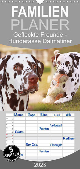 Kalender Familienplaner Gefleckte Freunde - Hunderasse Dalmatiner (Wandkalender 2023 , 21 cm x 45 cm, hoch) von Barbara Mielewczyk