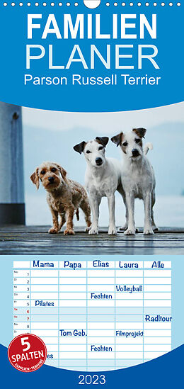 Kalender Familienplaner Parson Russell Terrier (Wandkalender 2023 , 21 cm x 45 cm, hoch) von Kathrin Köntopp