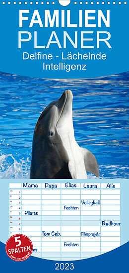Kalender Familienplaner Delfine - Lächelnde Intelligenz (Wandkalender 2023 , 21 cm x 45 cm, hoch) von Elisabeth Stanzer