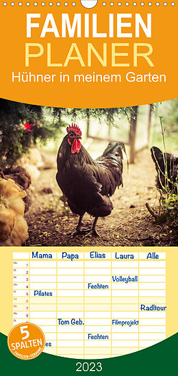 Kalender Familienplaner Hühner in meinem Garten (Wandkalender 2023 , 21 cm x 45 cm, hoch) von Manuela Meyer