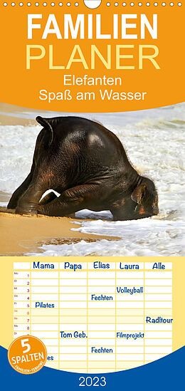 Kalender Familienplaner Elefanten. Spaß am Wasser (Wandkalender 2023 , 21 cm x 45 cm, hoch) von Elisabeth Stanzer