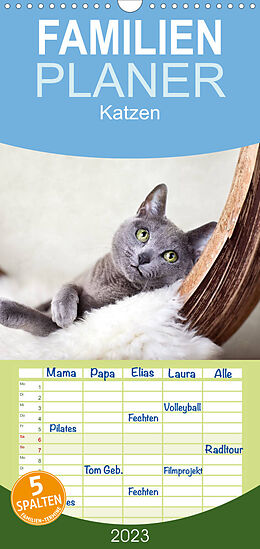 Kalender Familienplaner Katzen (Wandkalender 2023 , 21 cm x 45 cm, hoch) von Nailia Schwarz