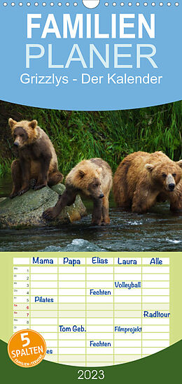 Kalender Familienplaner Grizzlys - Der Kalender (Wandkalender 2023 , 21 cm x 45 cm, hoch) von Max Steinwald