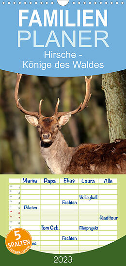 Kalender Familienplaner Hirsche - Könige des Waldes (Wandkalender 2023 , 21 cm x 45 cm, hoch) von Arno Klatt