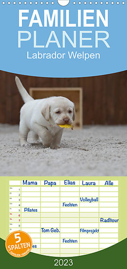Kalender Familienplaner Labrador Welpen (Wandkalender 2023 , 21 cm x 45 cm, hoch) von Heidi Bollich