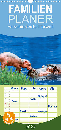 Kalender Familienplaner Faszinierende Tierwelt - Mit wilden Tieren durch das Jahr (Wandkalender 2023 , 21 cm x 45 cm, hoch) von Petra Wegner