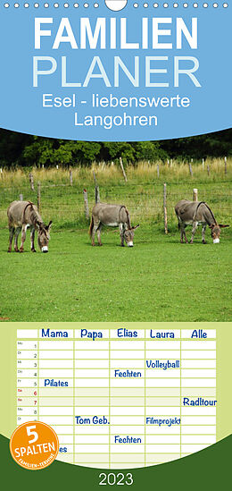 Kalender Familienplaner Esel - liebenswerte Langohren (Wandkalender 2023 , 21 cm x 45 cm, hoch) von Christine Hutterer