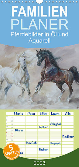 Kalender Familienplaner Mit Pferden durch die Jahreszeiten - Pferdebilder in Öl und Aquarell (Wandkalender 2023 , 21 cm x 45 cm, hoch) von Zenon Aniszewski