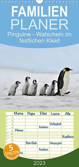 Kalender Familienplaner Pinguine - Watscheln im festlichen Kleid (Wandkalender 2023 , 21 cm x 45 cm, hoch) von Elisabeth Stanzer