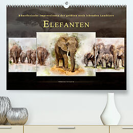 Kalender Elefanten - künstlerische Impressionen der größten noch lebenden Landtiere (Premium, hochwertiger DIN A2 Wandkalender 2023, Kunstdruck in Hochglanz) von Peter Roder