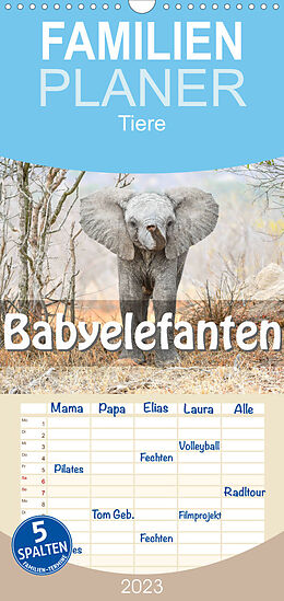 Kalender Familienplaner Babyelefanten (Wandkalender 2023 , 21 cm x 45 cm, hoch) von ROBERT STYPPA