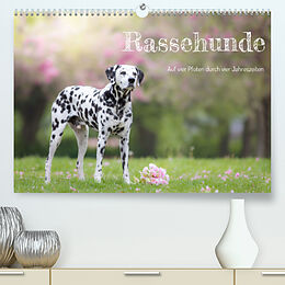 Kalender Auf vier Pfoten durch vier Jahreszeiten - Rassehunde (Premium, hochwertiger DIN A2 Wandkalender 2023, Kunstdruck in Hochglanz) von Ulla Moswald