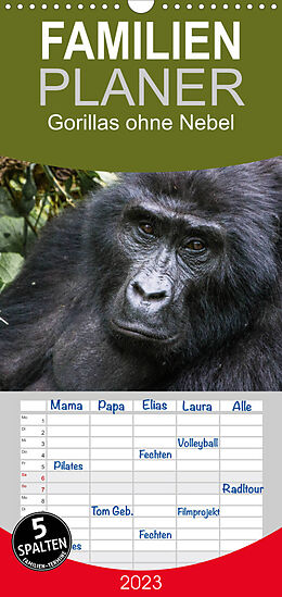 Kalender Familienplaner Gorillas ohne Nebel (Wandkalender 2023 , 21 cm x 45 cm, hoch) von Dr. Helmut Gulbins