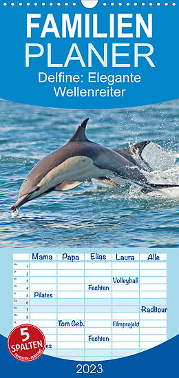 Kalender Familienplaner Delfine: Elegante Wellenreiter (Wandkalender 2023 , 21 cm x 45 cm, hoch) von CALVENDO