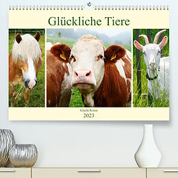 Kalender Glückliche Tiere (Premium, hochwertiger DIN A2 Wandkalender 2023, Kunstdruck in Hochglanz) von Gisela Kruse