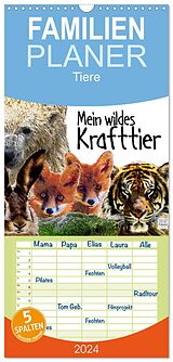 Kalender Familienplaner 2024 - Mein wildes Krafttier voller Achtsamkeit mit 5 Spalten (Wandkalender, 21 x 45 cm) CALVENDO von Astrid Ryzek