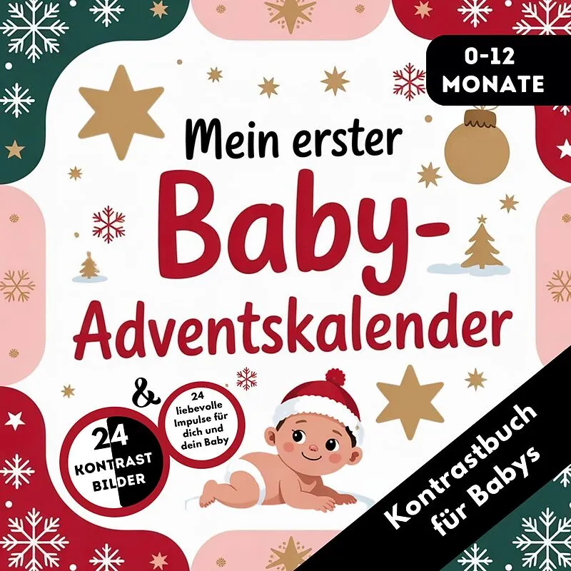 Adventskalender Baby - Kontrastbuch für Babys von 0-12 Monaten mit 24 weihnachtlichen Kontrastbildern