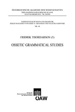 eBook (pdf) Ossetic Grammatical Studies de Fridrik Thordarson