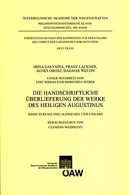 E-Book (pdf) Die handschriftliche Überlieferung der Werke des Heiligen Augustinus, Band XI von Clemens Weidmann
