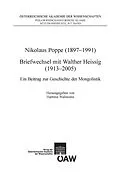 E-Book (pdf) Nikolaus Poppe (1897-1991 Briefwechsel mit Walther Heissig (1913-2005) von Hartmut Walravens