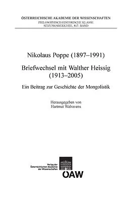 E-Book (pdf) Nikolaus Poppe (1897-1991 Briefwechsel mit Walther Heissig (1913-2005) von Hartmut Walravens