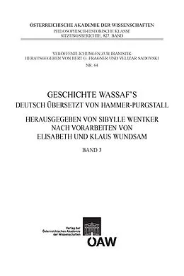 E-Book (pdf) Geschichte Wassaf`s deutsch übersetzt von Hammer-Purgstall von Sibylle Wentker