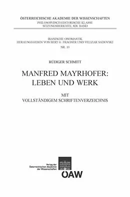 E-Book (pdf) Manfred Mayrhofer: Leben und Werk von Rüdiger Schmitt