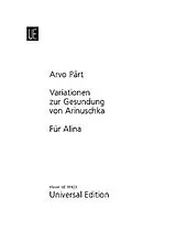 Arvo Pärt Notenblätter Variationen zur Gesundung von Arinuschka und Für Alina