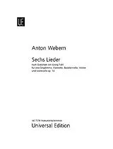 Anton von Webern Notenblätter 6 Lieder op.14 für hohe Singstimme