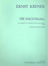 Ernst Krenek Notenblätter Die Nachtigall für Gesang und Klavier