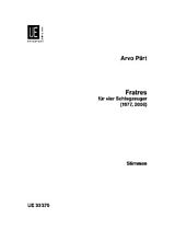 Arvo Pärt Notenblätter Fratres für 4 Schlagzeuger