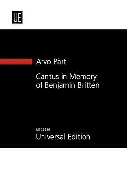 Arvo Pärt Notenblätter Cantus in Memory of Benjamin Britten
