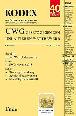 Kartonierter Einband KODEX UWG Gesetz gegen den unlauteren Wettbewerb 2019/20 von Georg Konetzky