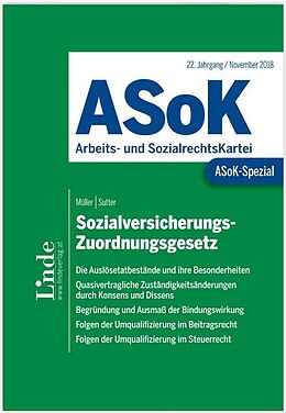 Kartonierter Einband ASoK-Spezial Sozialversicherungs-Zuordnungsgesetz von Rudolf Müller, Franz Sutter