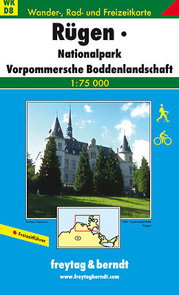 gefaltete (Land)Karte WK D8 Rügen - Nationalpark Vorpommersche Boddenlandschaft, Wanderkarte 1:75000 von 