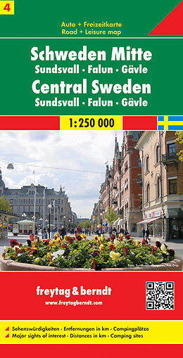 (Land)Karte Schweden Mitte - Sundsvall - Falun - Gävle, Autokarte 1:250.000 von 