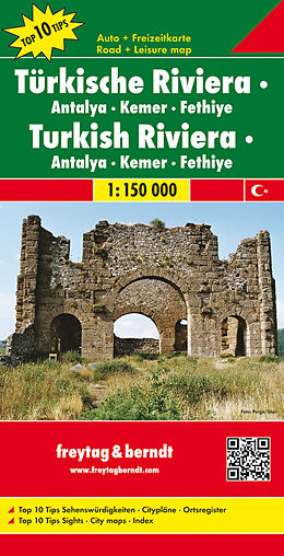 (Land)Karte Türkische Riviera - Antalya - Kemer - Fethiye, Autokarte 1:150.000 von 