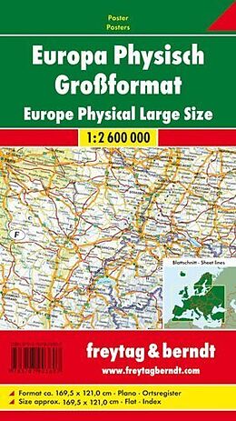 (Land)Karte Europa physisch, Poster, 1:2,6 Mill, Großformat von 