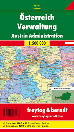 gerollte (Land)Karte Österreich Verwaltung, 1:500.000, Poster von 