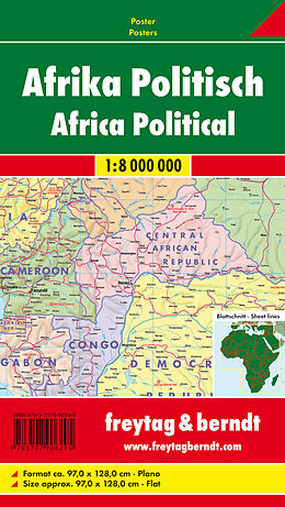 (Land)Karte Afrika physisch-politisch von 