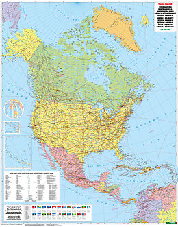 (Land)Karte Nordamerika Kontinentkarte, politisch - physisch, 1:8.000.000, Poster, freytag &amp; berndt von 